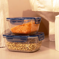 Side view of Frigoverre Evolution 47.25 oz. Square Food Storage Container, Gray Lid (Set of 4)