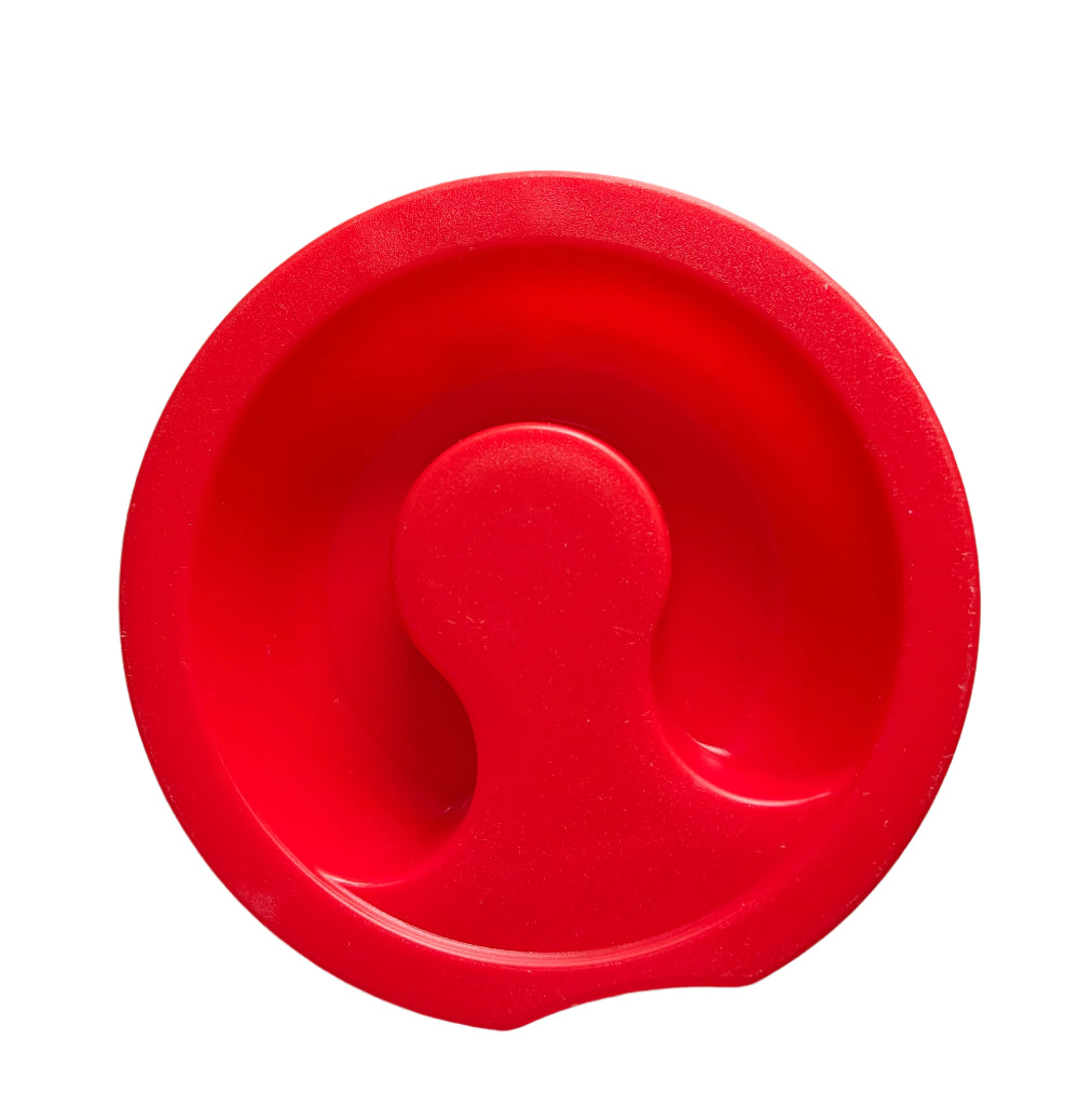 red plastic Gelo lid on white background