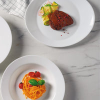 Side view of Grangusto 12.5" x 10.25" Opal Glass Oval Dinner Plate (Set of 12)