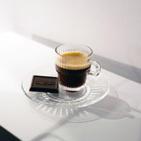 Side view of Barshine 3 oz. Espresso Stackable Coffee Glasses (Set of 12)