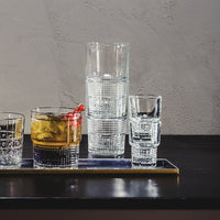 Side view of Bartender 7pc Novecento Liquor Set (1 Decanter + 6 Shot Glasses)