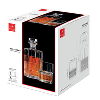 Side view of Bartender 7pc Novecento Whiskey Set (1 Decanter + 6 DOF Glasses)