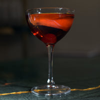 Side view of Bartender 8 oz. Novecento Martini Cocktail Glasses (Set of 4)