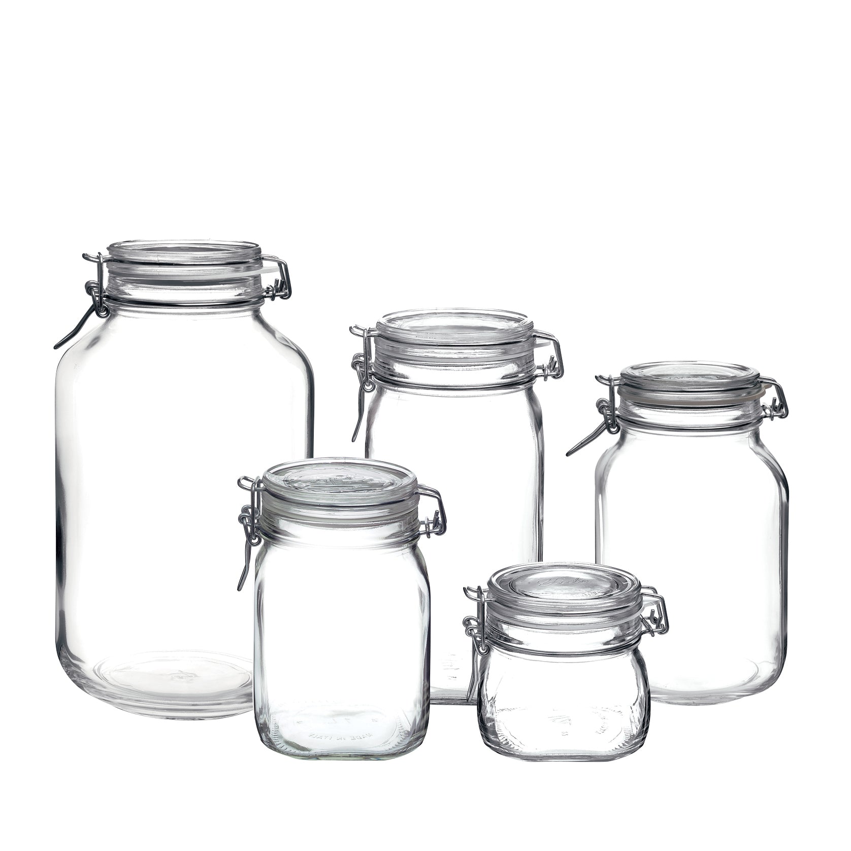 Bormioli Rocco Fido 5pc Food Jar Set (17.5 oz., 33.75 oz., 50.75 oz., 67.75 oz. & 101.5 oz.)