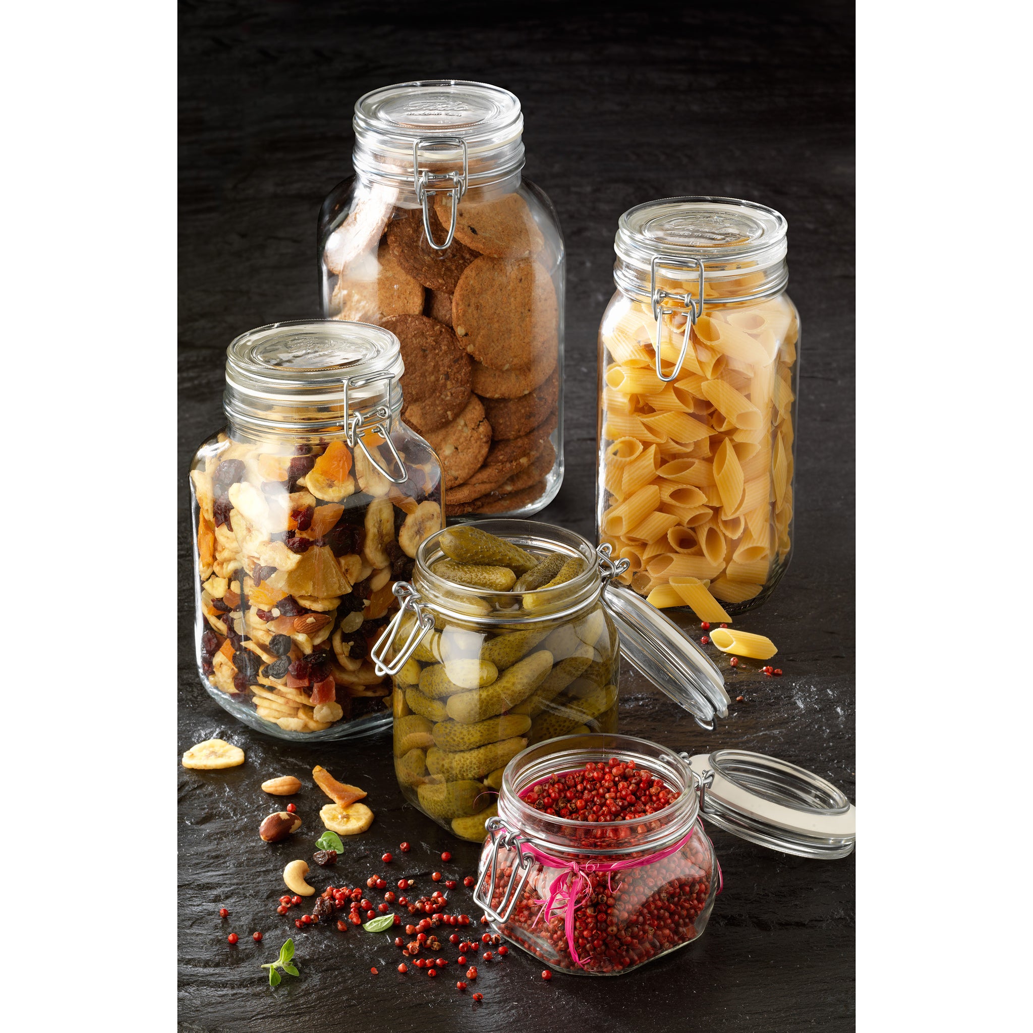 Bormioli Rocco Fido 5pc Food Jar Set (17.5 oz., 33.75 oz., 50.75 oz., 67.75 oz. & 101.5 oz.)