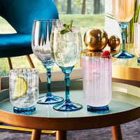 Side view of Florian 12.8 oz. White Wine / Spritz Glasses, Lucent Blue (Set of 4)