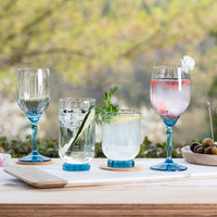 Side view of Florian 14.5 oz. Beverage Drinking Glasses, Lucent Blue (Set of 4)
