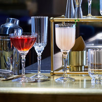 Side view of Florian 8.10 oz. Champagne / Martini Cocktail Glasses (Set of 4)