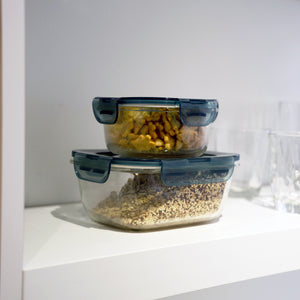Bormioli Rocco Frigoverre Evolution 33.75 oz. Rectangle Food Storage Container, Gray Lid (Set of 8)