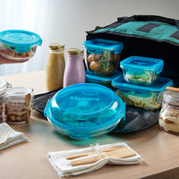 Side view of Frigoverre Evolution 58 oz. Medium Bowl, Blue Lid (Set of 6)