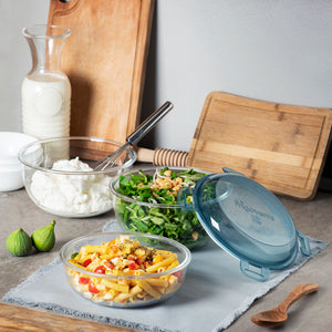 Bormioli Rocco Frigoverre Evolution 85 oz. Large Bowl, Grey Lid (Set of 4)