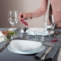 Side view of Prometeo 9" x 7.75" Opal Glass Soup Plate (Set of 24)