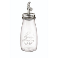 Side view of Quattro Stagioni 13.5 oz. Glass Oil Bottle (Set of 2)
