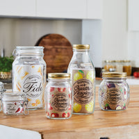 Side view of Quattro Stagioni 33.75 oz. Canning Bottle with Lid (Set of 12)