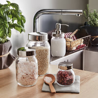 Side view of Quattro Stagioni 33.75 oz. Jar with Stainless Steel Lid (Set of 12)