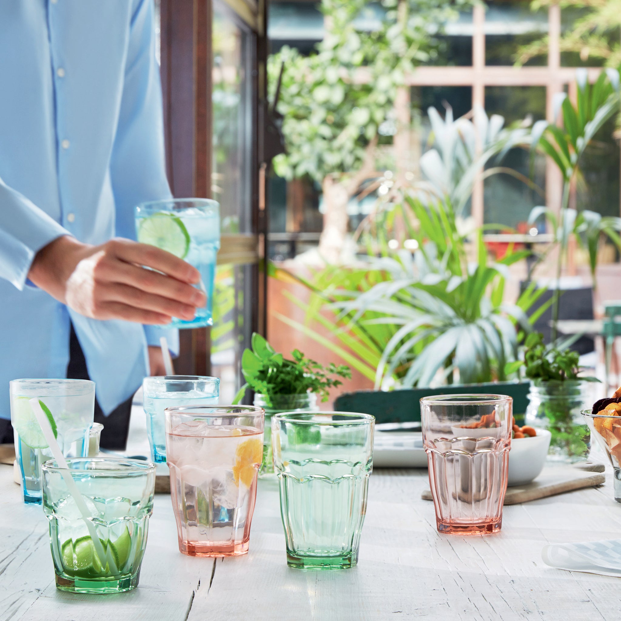 Bormioli Rocco Rock Bar 12.5 oz. Beverage Stackable Drinking Glasses (Set of 6)