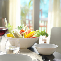 Side view of White Moon 10.55" Opal Glass Salad Bowl (Set of 12)