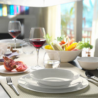 Side view of White Moon 10.63" Opal Glass Dinner Plate (Set of 24)