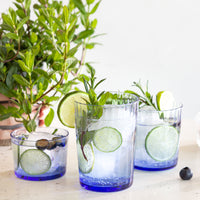 Side view of Exclusiva 17 oz. Gin Fizz Cocktail / Large Drinking Glasses, Sapphire Blue (Set of 12)