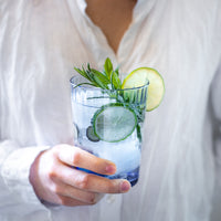 Side view of Exclusiva 17 oz. Gin Fizz Cocktail / Large Drinking Glasses, Sapphire Blue (Set of 12)