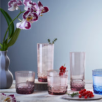 Side view of America '20s 12.5 oz. DOF Drinking Glasses, Lilac Rose (Set of 6)